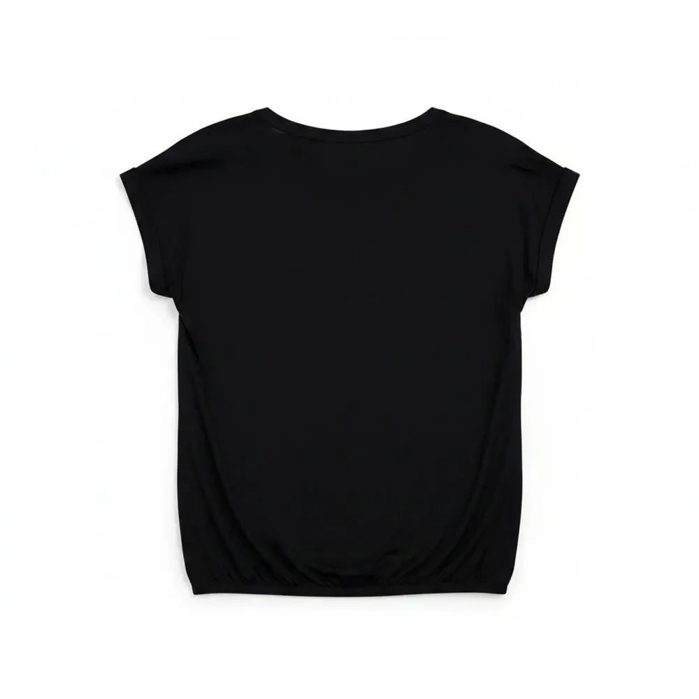 NWT Soya Concept Black Scoop Neck Rolled Short Sleeve Top #1770 Size XS - Picture 7 of 11